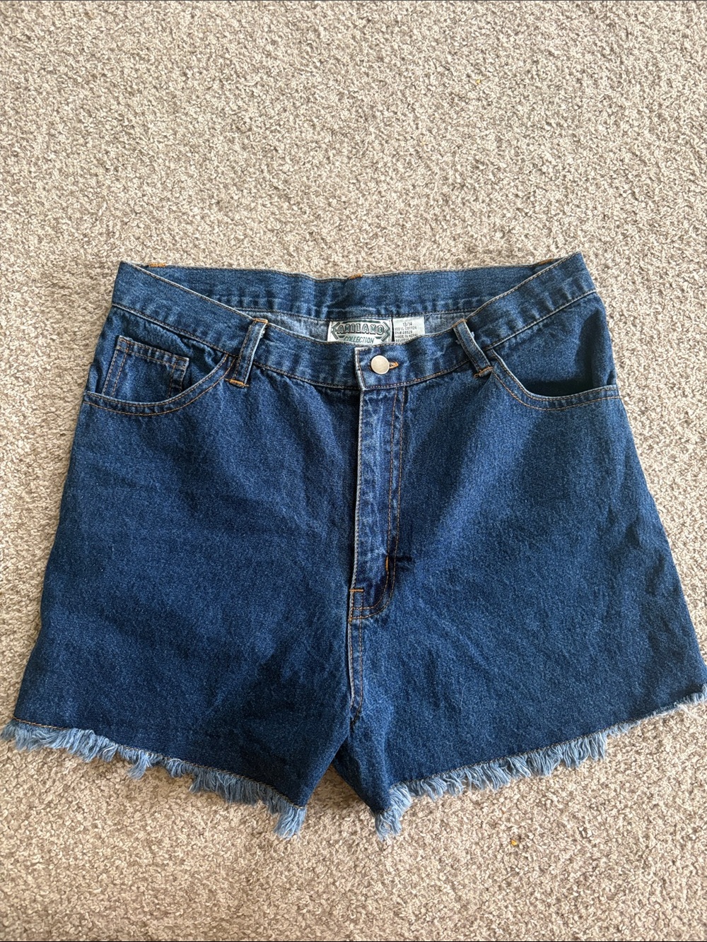 Vintage Amilano Collection Dark Blue Denim High-Waist Frayed Hem Women's Shorts